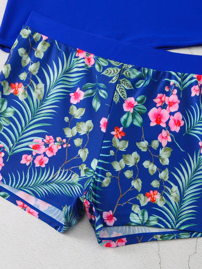 Long Sleeve Surfing Swimsuit Print Swimwear Women Two Pieces Diving Clothes Beachwear Bathing Swimming Swim Suit