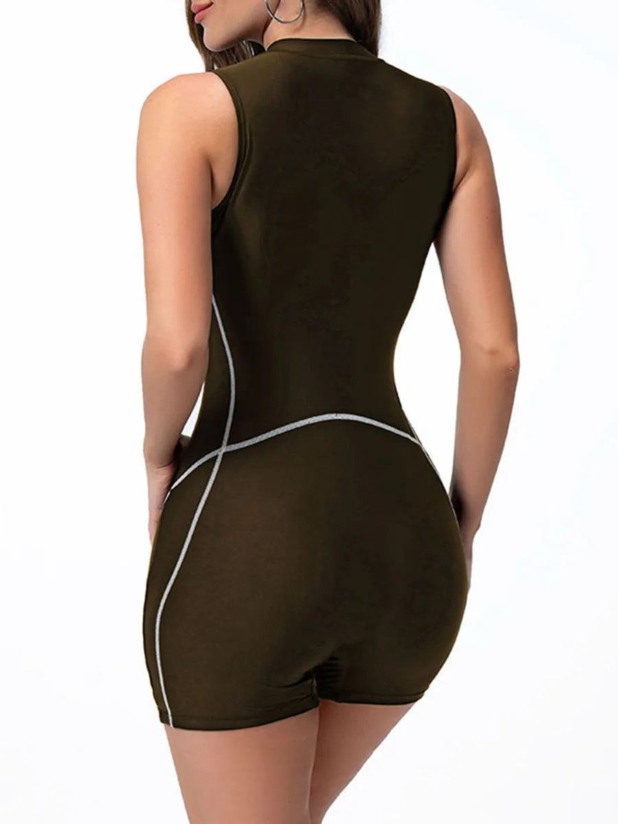Sleeveless Surfing One Piece Swimsuit Women With Zipper Slim Rash guard Swimwear Female Bathers Bathing Swimming Swim Suit