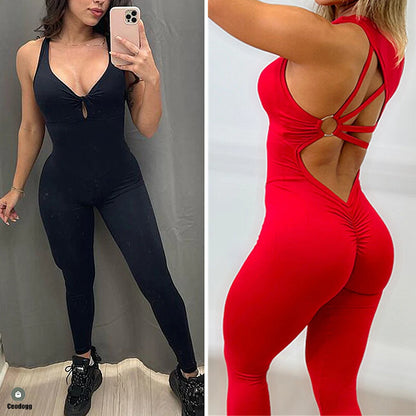 Pad Mental Lycra Gym Yoga Sets One Piece Jumpsuit Sport Women Workout Clothes Women Fitness Womens Outfits Active Suits