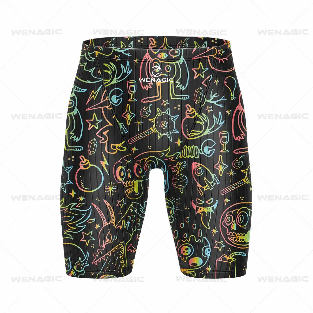 Men's Swimming Jammer Swimwear Endurance Athletic Training Swimsuit Summer Beach Swimming Trunks Diving Surf Tight Shorts