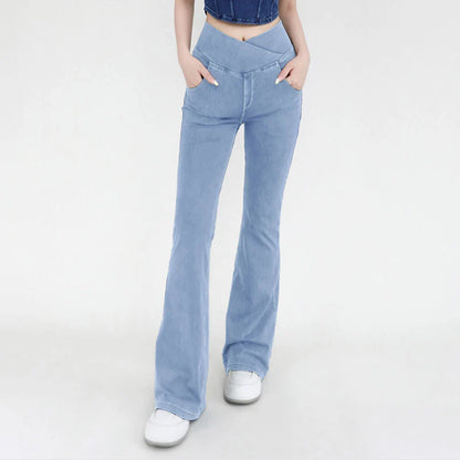 Jeans Style Design For Women Leggings Yoga Pants Denim Bell-bottoms Soft Elastic Breathable High waist 4 Pockets Women's Pants