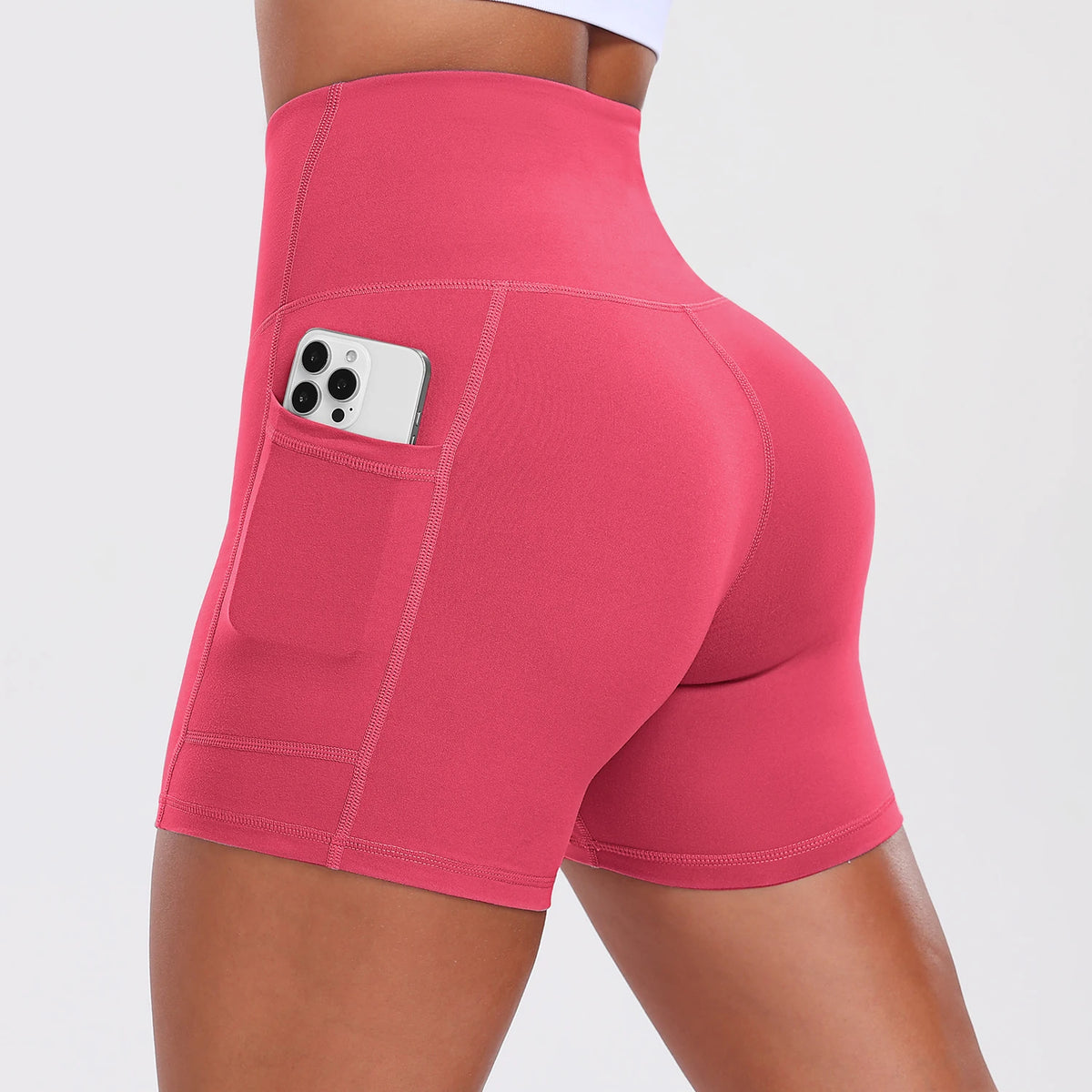 Yoga Shorts with Pockets for Women Tummy Control Workout Running Shorts Stretchy Workout Tight for Gym Casual Sportswear