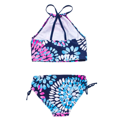 Girl Swimwear Split Water Drop Print Drawstring Bikini Bottoms Suit 3-14 Years Old Swimsuit Kids Girl
