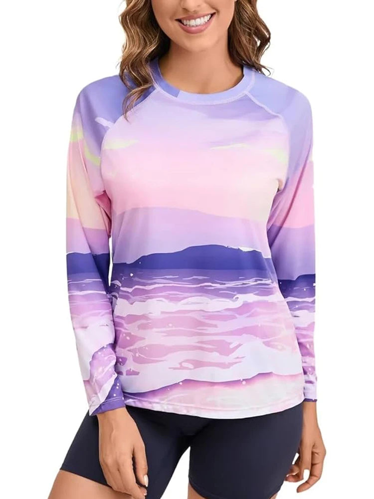 Women Long Sleeve Rashguard Swim Shirts Womens Swimwear Surf Rushguard Top Quality UV-Protection Rush Guard Tops