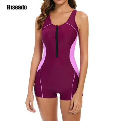 Sports Swimwear One Piece Swimsuit Sleeveless Surfing Bathing Suit Full Coverage with Boyleg shorts Pool & Training