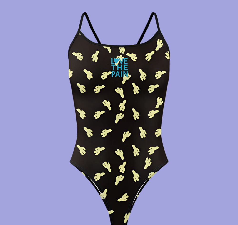 Love The Pain One Piece Swimsuit Thin Straps Versatile V-back Women's Swimwear Sports Triathlon Training Swimsuit