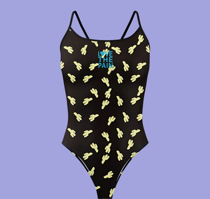Love The Pain One Piece Swimsuit Thin Straps Versatile V-back Women's Swimwear Sports Triathlon Training Swimsuit