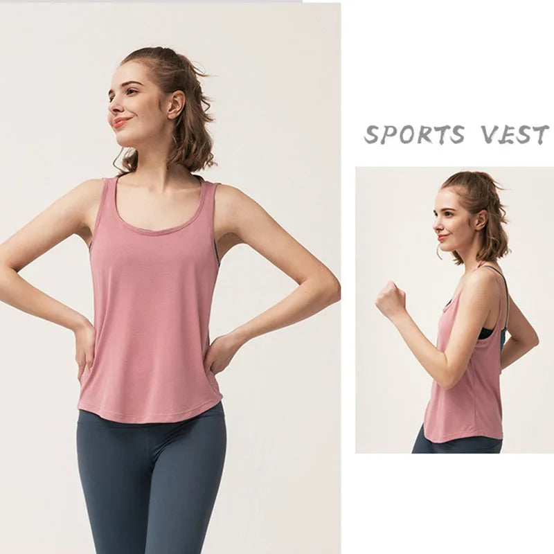 Backless Seamless Sleeveless Casual Shirt Lightweight Loose Vest Running Yoga Workout Fitness Tanks Tops for Women
