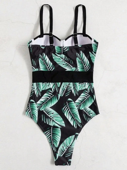 Push Up One Piece Swimsuit  Swimwear Women Tropical Printed Bathing Suit Female Swimming Summer Beachwear Summer