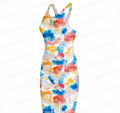 Women Open Back Kneeskin Tech Suit Swimsuit Competition Training Neck to Knee Swimsuit One-piece Jumpsuit Professional Swimsuit