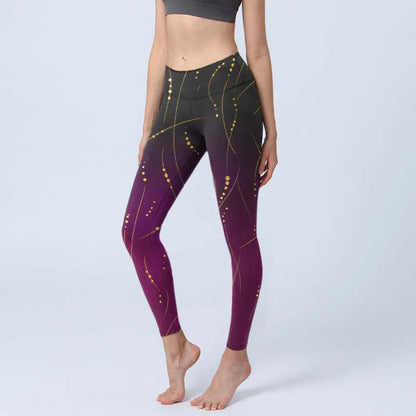 High Waisted Yoga Pants Leggings for Women Bamboo Print Workout Tights Non-See Through Gym Fitness Running Athletic Wear