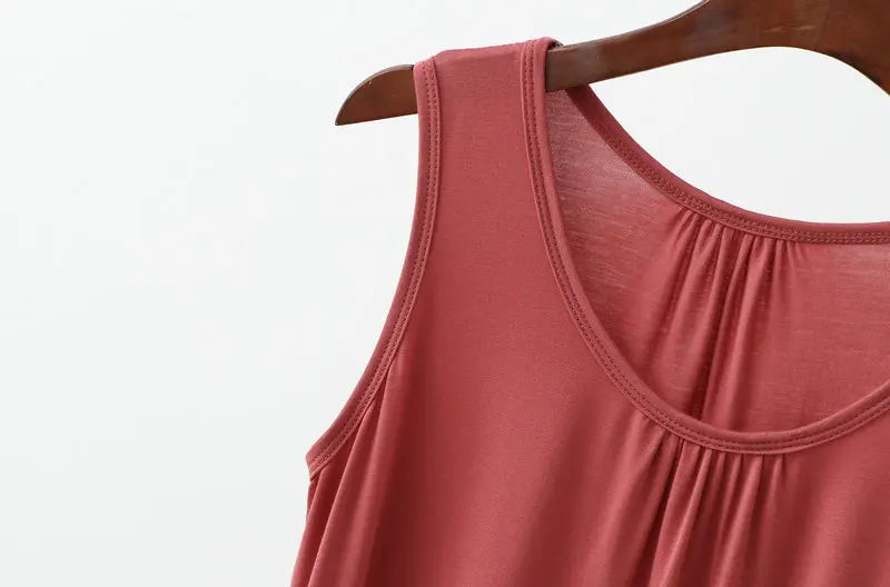 Large size Tank Tops Loose Folds Summer women Modal sleeveless Tshirts Solid color Homewear Top Bottoming Vest XL to 6XL