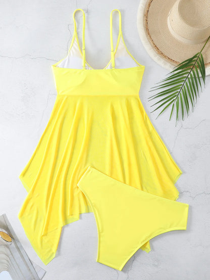 VigoCasey Solid Strapped Swimwear Women Mesh Patchwork Tankini Set Backless Push Up Swimsuit Summer Beach Bathing Suit
