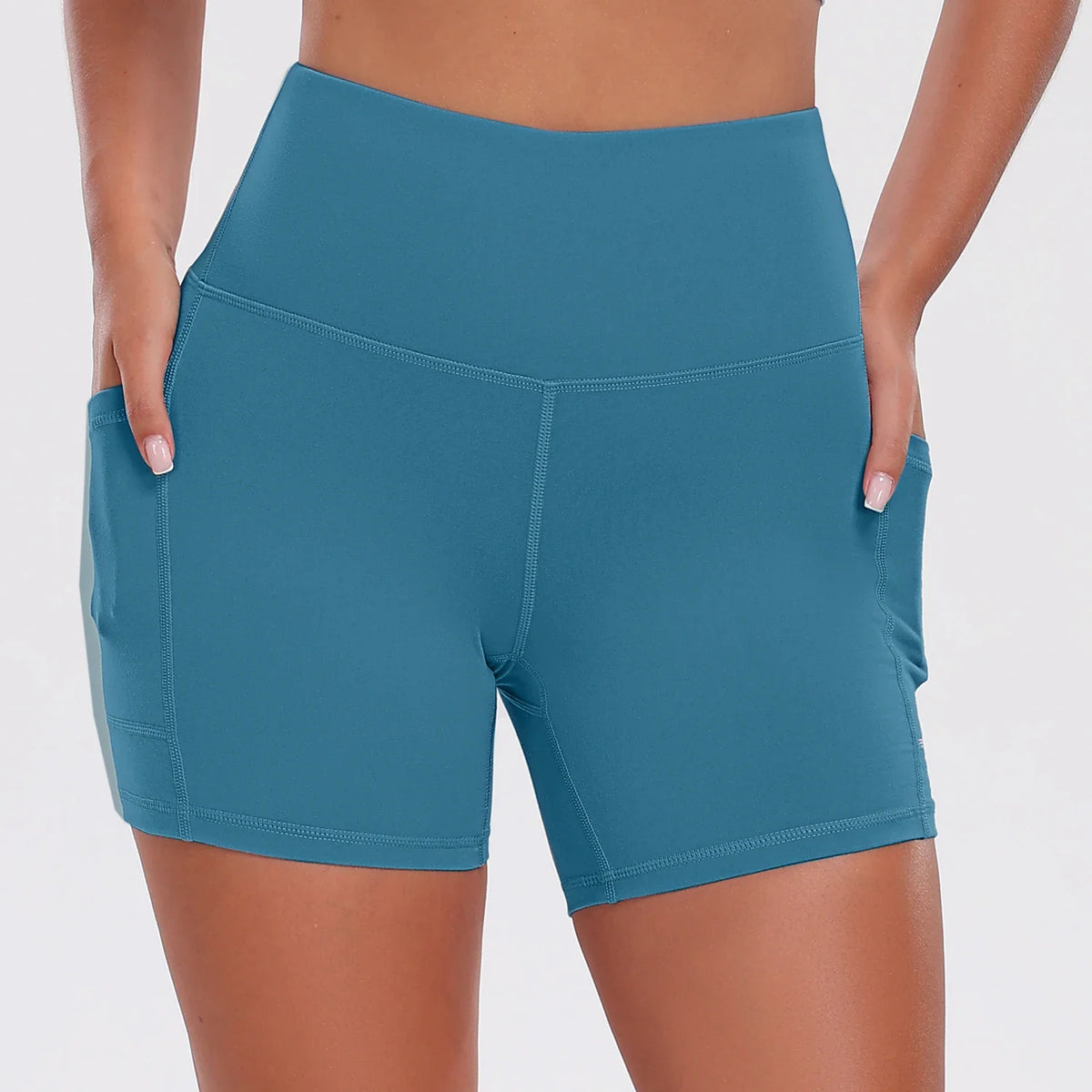 Women Shorts with Pockets Tummy Control Butt Lifting Cycling Tights Stretchy Slim Gym Sports Shorts Summer Casual Wear