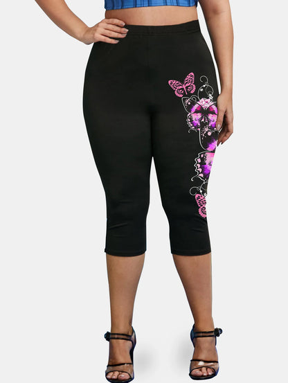 Plus Size High Waist Capri Leggings Ladies Yoga Body Shaping Black Casual Jeggings 3D Printed Skinny Pencil Pants 5XL