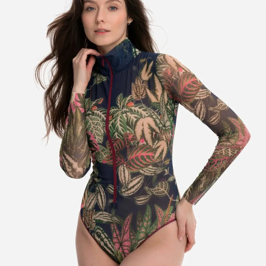 Rash Guard Swimsuit Transparent Printed Transparent Quick Drying  Swimming Suit for Women Bathing Suit One Piece Swimwear Women