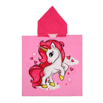 Baby Cartoon Printing Bathrobe Girls Unicorn Beach Towel Boy Shark Dinosaur Bath Towel Kids Hooded Cape Towel Children Bath Item