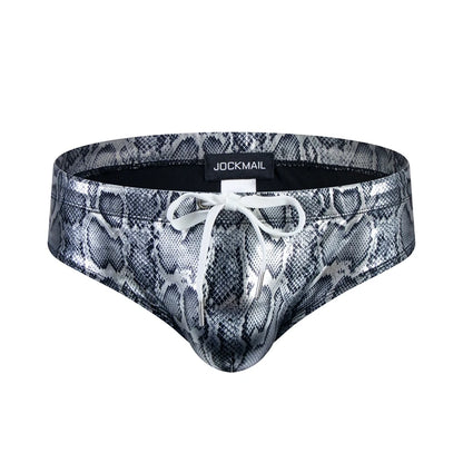 Push Up Padded Swimwear Men Swimsuit Shorts Men's Bikini Briefs Summer Trunk Swim Suit Sunga Slip Beach Shorts Snakeskin Print