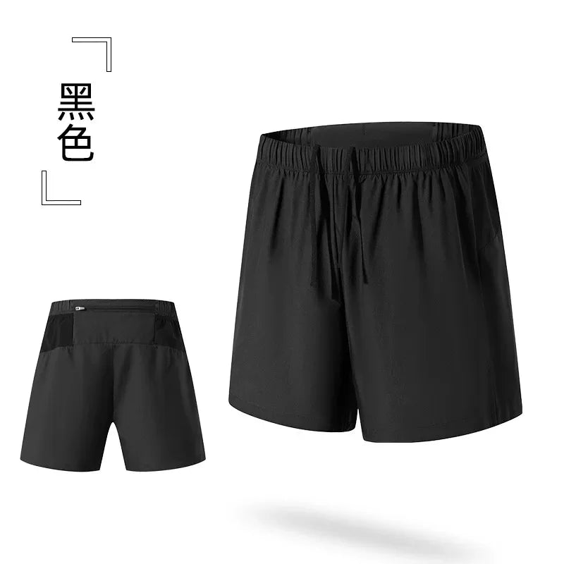 Running Shorts Men Double Deck Sports Shorts with Pockets Fitness Gym Wear Men's Workout Basketball Training Jogging Short Pants