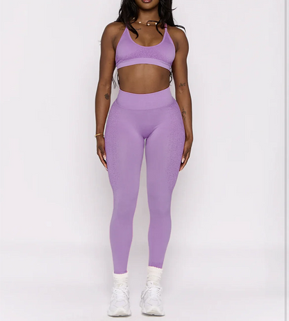 2PCS Pad Women Sport Sets Push Up Yoga Pants Hollow Back Gym Fitness Bra Workout Running Leggings, Seamless Sets