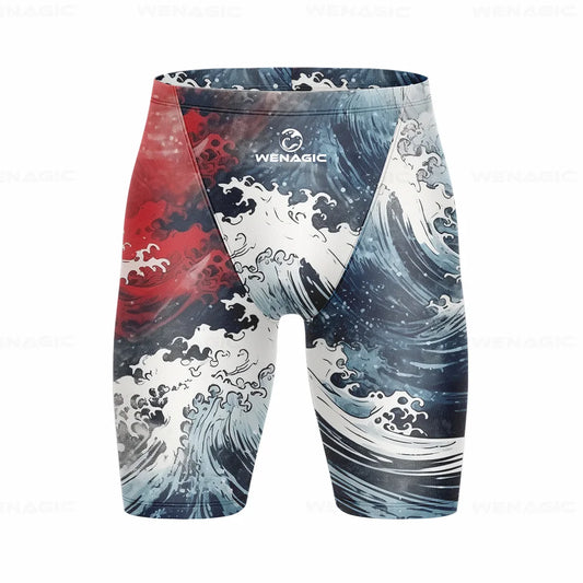 Men's Swimming Jammer Swimwear Endurance Athletic Training Swimsuit Summer Beach Swimming Trunks Diving Surf Tight Shorts