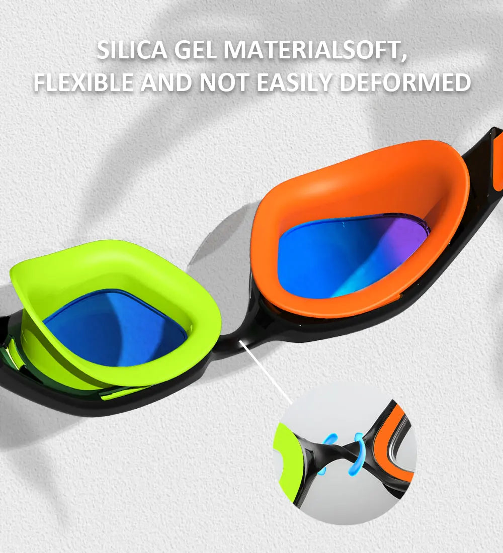 Professional Adult Anti-UV Swimming Goggles 180° Panoramic Electroplating Anti-Fog HD Lens Adjustable Silicone Swim Glasses