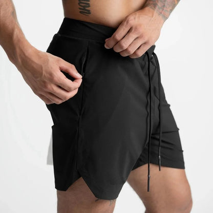 Men Quick Dry Exercise Tranning Shorts Running Fitness Basketball Sports Gym Crossfit Sweatpants with Zipper Back Phone Pouch