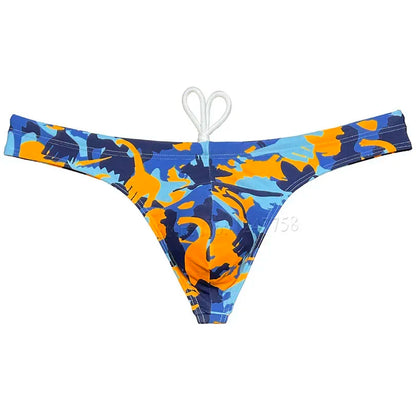 Men's Bikini Swimwear Ice Silk Lining Micro Tangas Swim Thong Swimsuit Beachwear Surfing Trunks