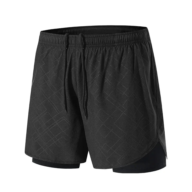 Summer 2 in 1 Jogging Clothing Gym Marathon Running Fitness Beach Shorts Men Sportswear Double-deck Training Sport Shorts Pant