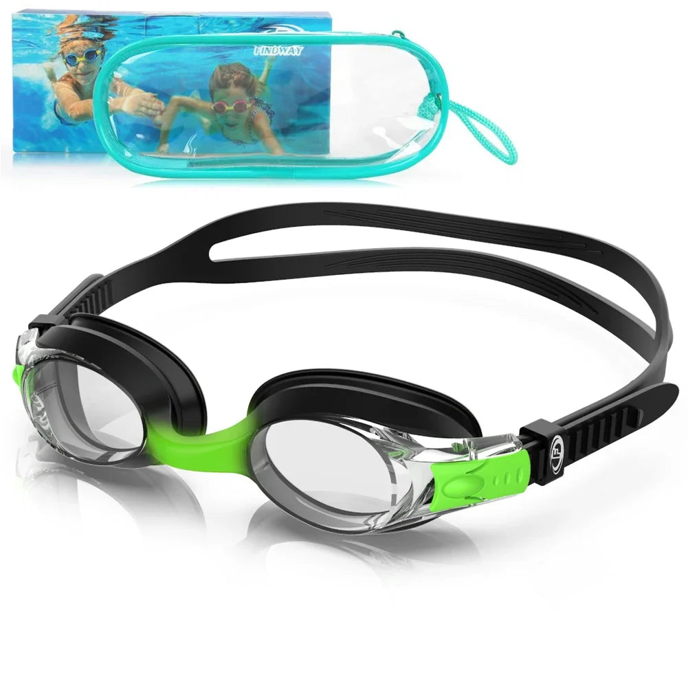 Findway Child Swimming Glasses Upgrade Waterproof Anti Fog UV  Professional Diving Swimming Glasses Eyewear Kids for Age 3-10