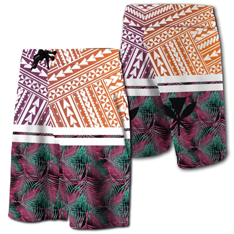 2024 Men Beach Shorts Hawaii Summer Tropical Polynesian Kanaka Women Board Shorts 3D Print Swim Trunks Ropa Hombre Short Pants