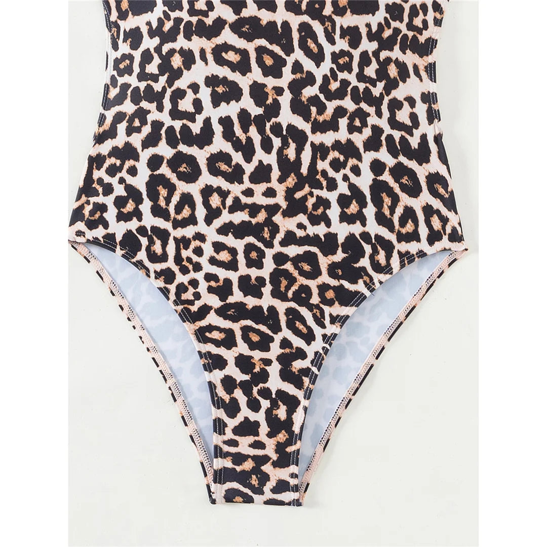 S - XL Leopard Backless High Leg Cut Women Swimwear One Piece Swimsuit Female Monokini Padded Bather Bathing Suit Swim