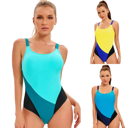One Piece Swimsuit Cutout Back Swimsuit in Contrast Colors Bathers Pool