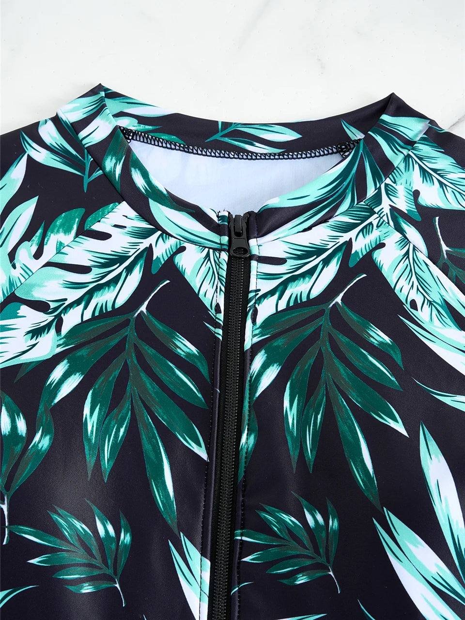 Long Sleeve Zipper Surfing Swimsuit Print Shorts Swimwear Women Two Pieces Diving Clothes Beachwear Bathing Swimming Suit