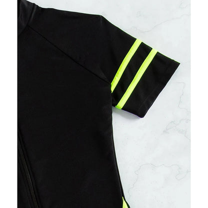 Solid Short Sleeve Swimwear Women Hollow Mesh Push Up One Piece Swimsuit Monokini Summer Beach Bathing Suit