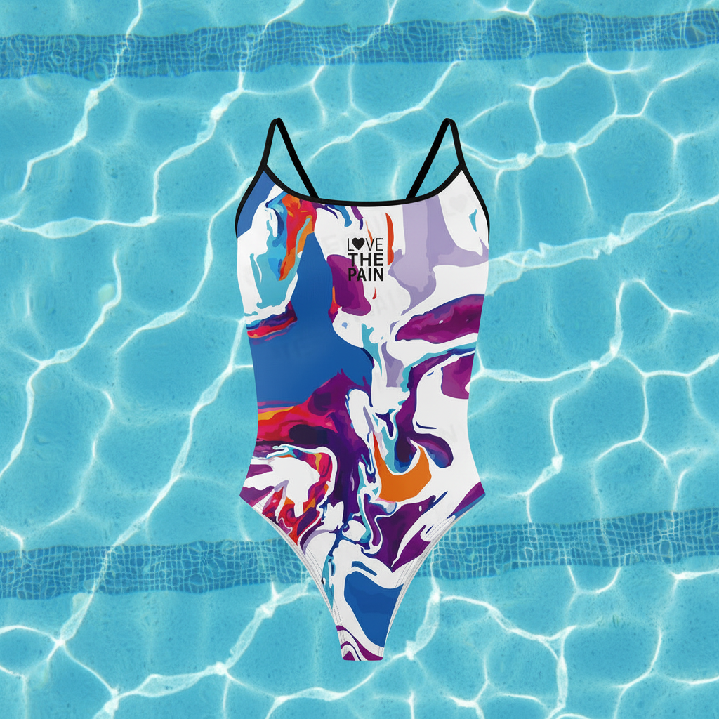 Love The Pain Ladies Thin Straps Swimsuit One-piece Triangle Athletic Sports Quick-drying Functional Training Swimsuit Women Bathers Pool Squad