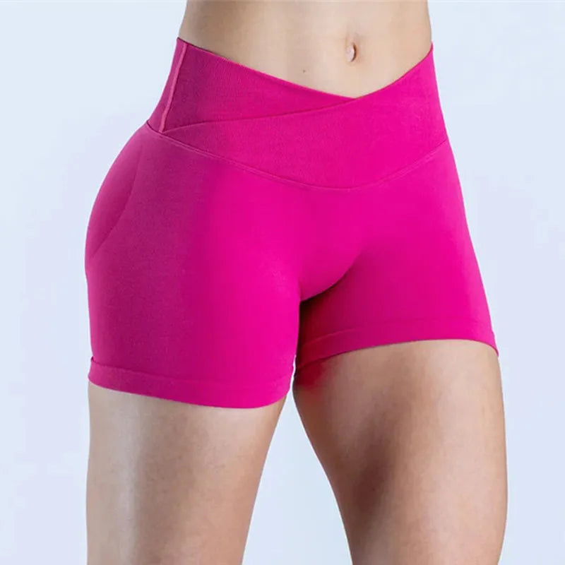 Vision Shorts  4.5" Gym Clothes Women Seamless Leggings Waist Cross Fitness Scrunch Booty Tights Running Cycling Shorts XP126