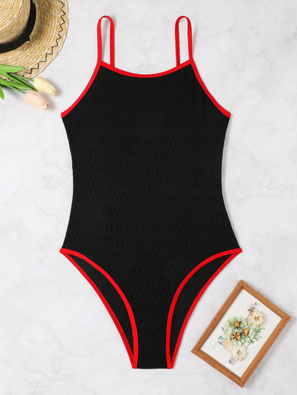 Solid Strapped Swimwear Women Push Up One Piece Swimsuit Monokini Backless High Cut Summer Bathing Suit