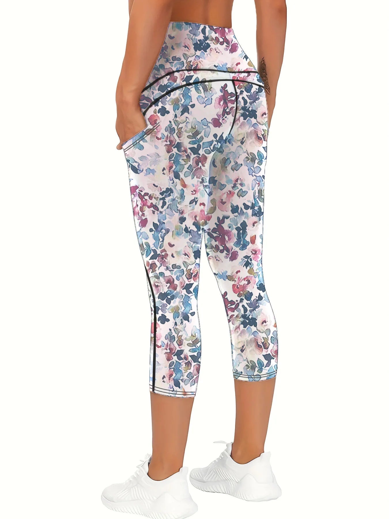 Women's printed yoga pants, hip-lifting high-waisted and belt-cinching fitness pants, outdoor sports leggings