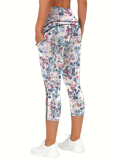 Women's printed yoga pants, hip-lifting high-waisted and belt-cinching fitness pants, outdoor sports leggings