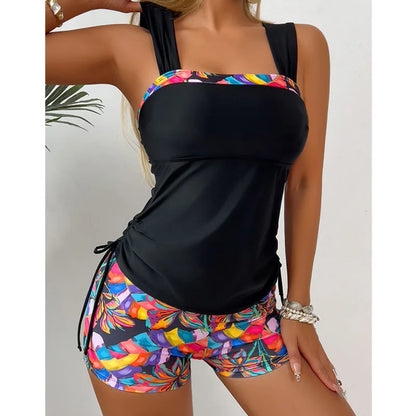 Summer Swimsuits Tankini Set with Shorts Female Swimwear Push Up For Beach Swimming Wear Two-Piece Bathing Suits Pool Women's Swimming Suit