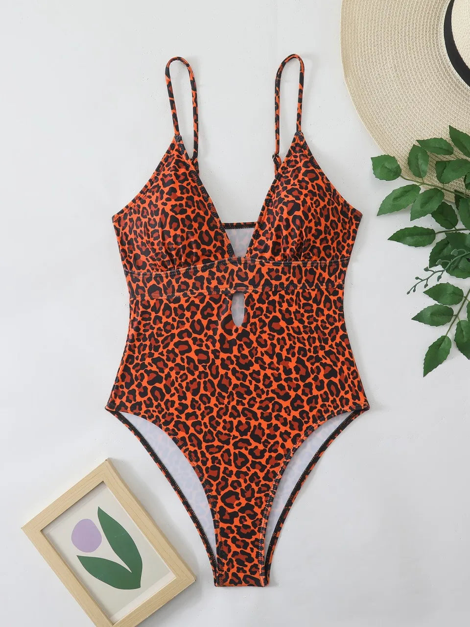 Strappy Swimsuit Women One Piece Leopard Swimwear Female Monokini Bathers Bathing Swimming Swim Suit Padded Beachwear