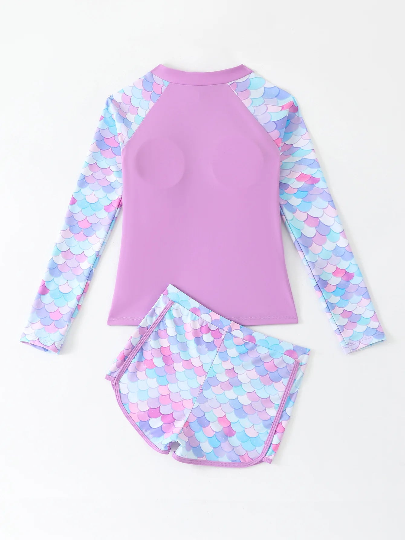 Girls Swimsuit Pink Long Sleeve Rash Guard Shirts Children Swimwear Summer Kids Beach Wear Shorts Quick-Dry Bathing Suit