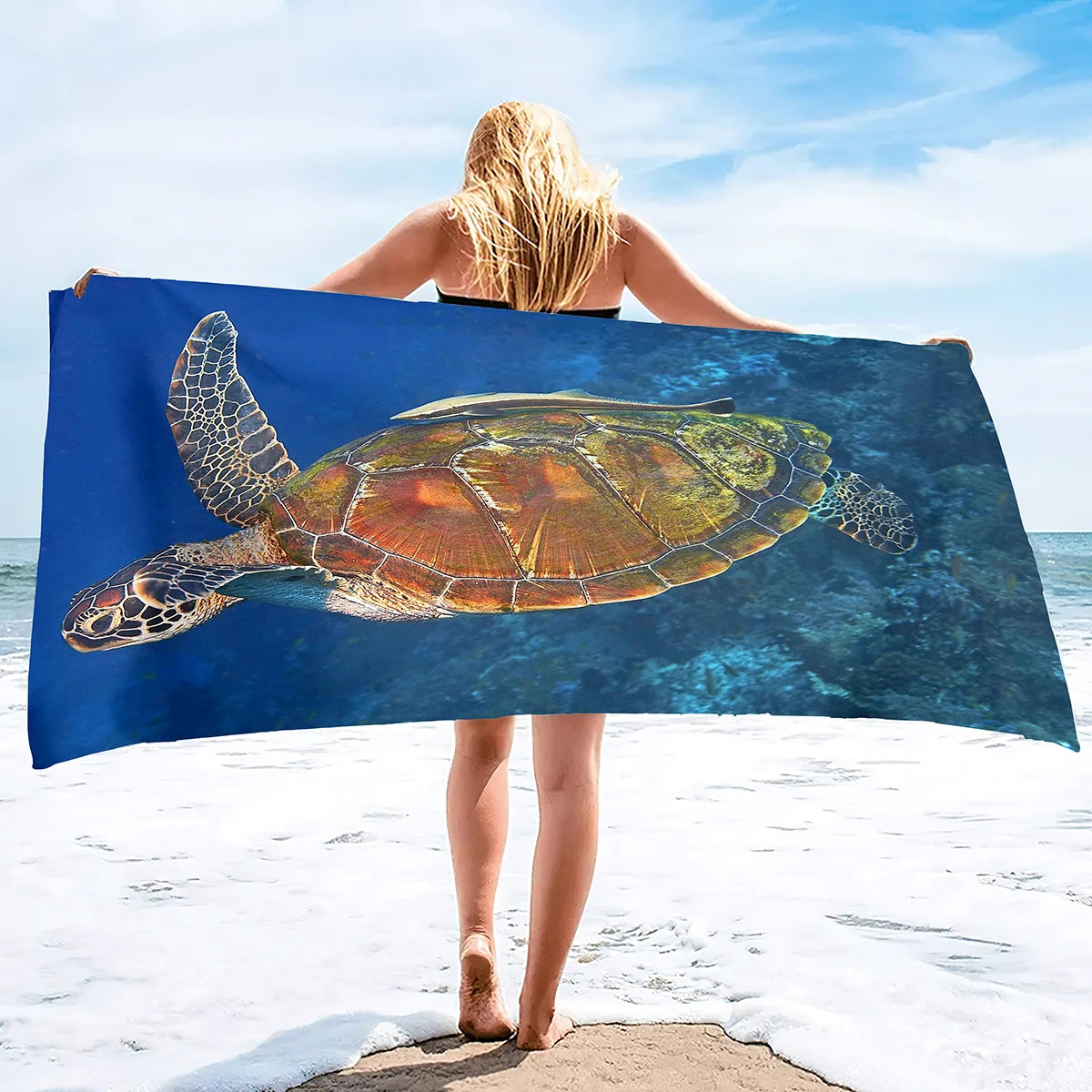 Adults Oversized Beach Towels Sand Free Sea Turtle Beach Towels Quick Dry Large Bath Towels Microfiber Lightweight Travel Towel