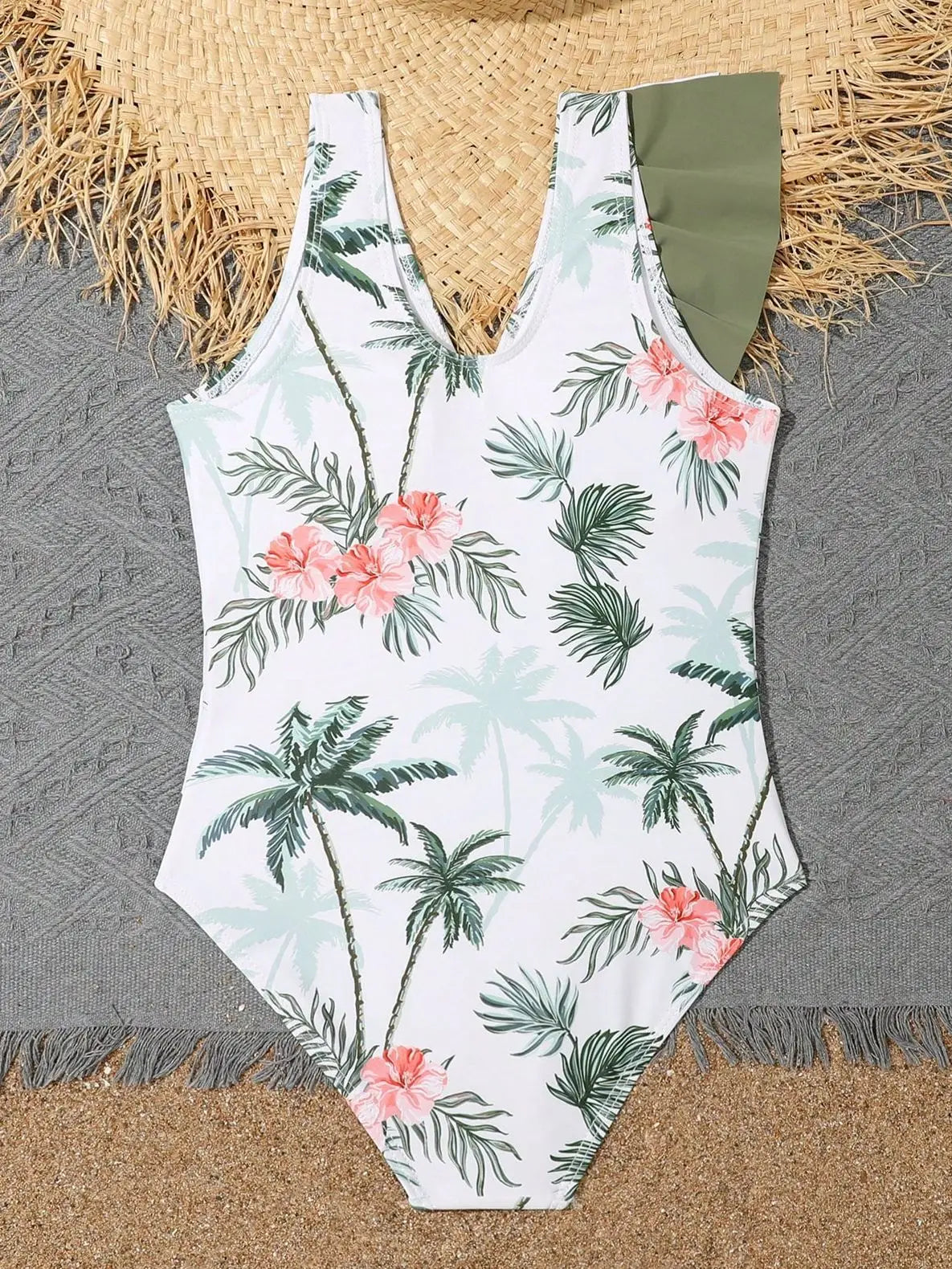 Printed Ruffle Girls Swimsuit One Piece Kids Swimwear Female Children's Bathers Bathing Swimming Swim Suit Beachwear