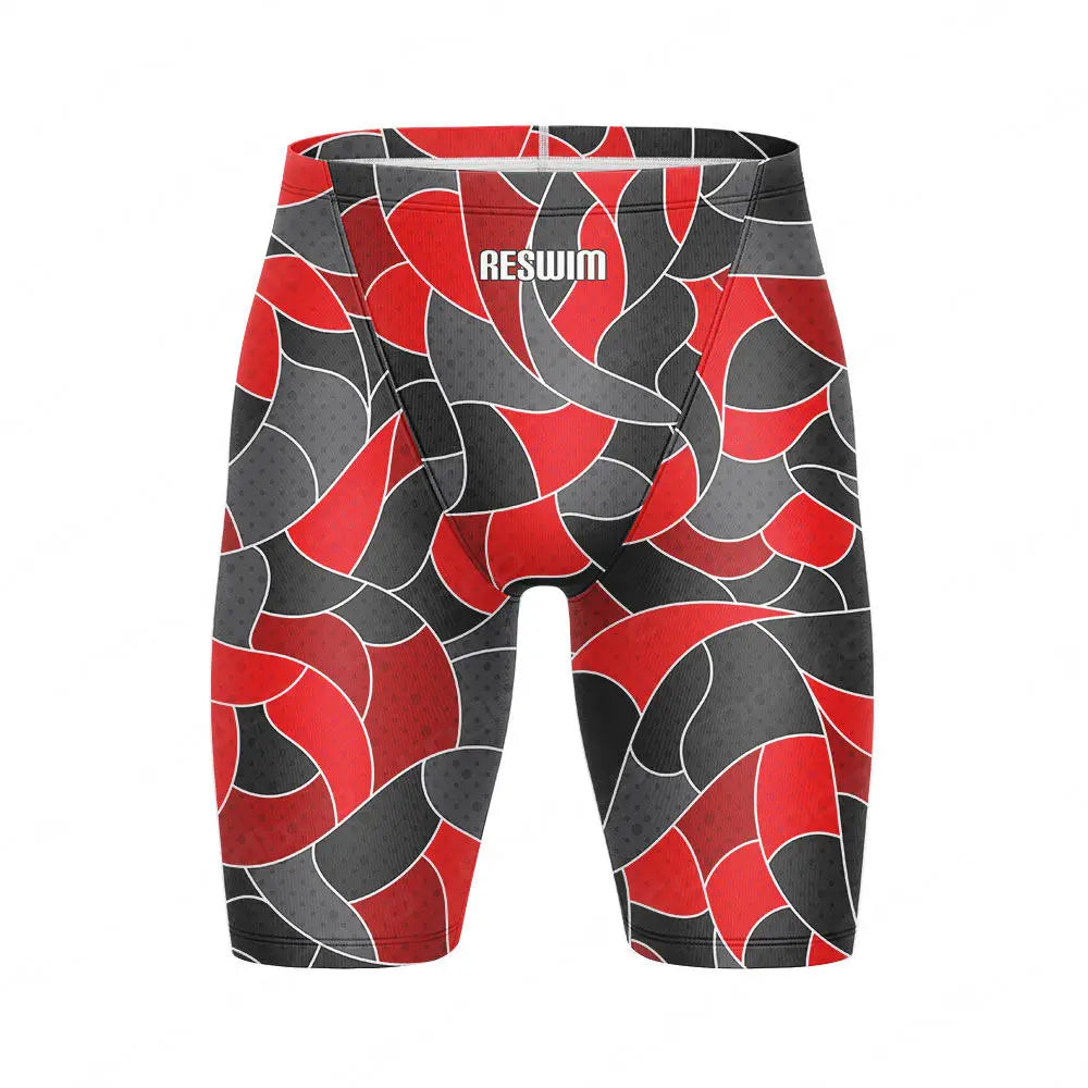 Summer Swimming Trunks Men's Professional Tights Swim Jammer Swimwear Outdoor Beach Printed Durable Training Surfing Swim Shorts