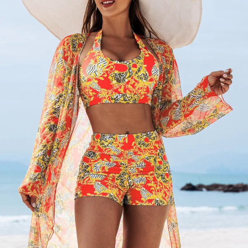 Swimsuits Tankini Sets Female Swimwear Push Up For Beach Swim Wear Three-Piece Bathing Suits Pool Women's Swimming Suit
