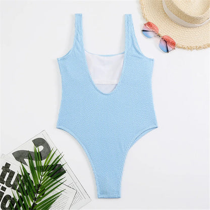 Fluorescent Crinkle Cloth Swimsuit for Women, Special Fabric Bikini, Candy Color, European and American
