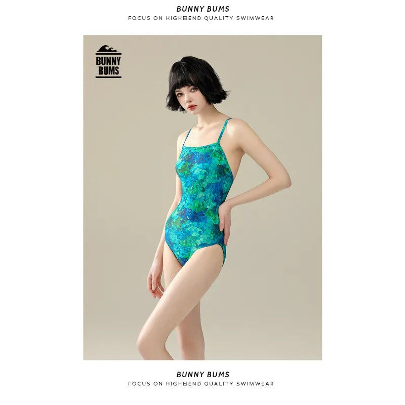 One-piece Triangle Swimsuit Women's Racing Professional Sports Training One-piece Spa Fashion Swimsuit Bathers pool Squad