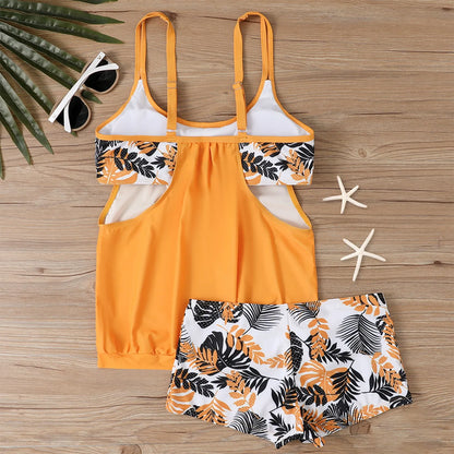 Women'S Printed Sling Split Boxer Shorts Bikini Plus Size Swimsuit Two Piece Comfortable
